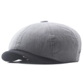 Berretto newsboy classico pied-de-poule con ricamo e tesa corta in bianco e nero - Stile Motivo Pied de Poule / Grigio chiaro
