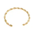 Braided titanium steel open cuff bracelet with 18K gold plating and twisted rope texture - Braided Twist / Gold