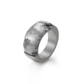 Minimalist titanium steel ring featuring a large grey multifaceted crystal with brushed finish - US 7