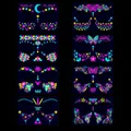 Neon Glow Gesichtsaufkleber Set mit Schmetterlings und Sternen Motiven für Festivals - 10.5x15cm x 8 Blatt / FA001-008 Fluoreszierende Gesichtsaufkleber Set (8 Blatt)