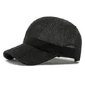 Women's breathable black mesh baseball cap with lightweight woven texture and sun visor - Adjustable / Black