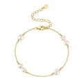Elegante vergulde S925 zilveren armband met natuurlijke witte barokke zoetwaterparels - 14K Goud Gesegmenteerde Parel Armband (GPB27-14K)