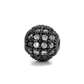 8mm micro-pave black zircon sphere spacer bead for DIY jewelry making on white background - 8mm / White Zirconia Black