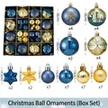 6cm blue and gold Christmas ball set with matte, mirror, and glitter painted finishes - Dark Blue Gold / 44pcs Set