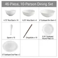 Service de table 46 pièces en céramique blanche pour 10 personnes avec bord gaufré - Service de 46 pièces pour 10 personnes