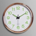 12-inch wandklok roségoud met lichtgevende cijfers en stil quartz uurwerk - Gegalvaniseerd Roségoud Witte Wijzerplaat Lichtgevend