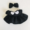 Zweiteiliges schwarzes Puppenoutfit Set mit Puffärmelkleid und passendem Schleifen-Stirnband - Passend für 17cm Puppe / Schwarze Rose Prinzessinnenkleid (mit Haarnadel) / Schwarz