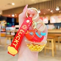 Lucky koi fish floating keychain with red silicone strap and gold bead liquid container - Koi Ingot Quicksand-Gold Beads