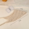 Beige knitted openwork headscarf with crochet floral texture and 21x51cm dimensions - Off White