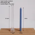 Transparent plastic 26cm taper candle mold with fluted blue candle on a wooden base - Taper Candle 2.2x26cm Smooth Mold