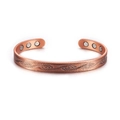 Copper magnetic bracelet with spiral wave pattern and six built-in healing magnets - Copper