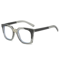 Retro square oversized sunglasses with grey translucent frames and gold metal bridge - Black Grey (Clear Lens)