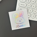 Laser holographic rabbit sticker for water cups and journals with rainbow finish - Holographic Silver (Cute Rabbit)