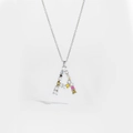 S925 sterling silver letter A necklace featuring vibrant colorful zircon gemstones - Silver Letter A