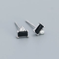 925 sterling silver square black zircon stud earring with a small round white stone - Platinum Silver (Black Zirconia)