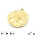 Golden stainless steel tree of life pendant with intricate round embossed design - Gold Dense Tree of Life Style (KLJ7133-Z)