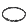Bracelet minimaliste en acier inoxydable noir torsadé avec fermoir mousqueton sûr - 4mm-21cm / Noir