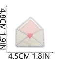 Love letter envelope embroidery patch with pink heart and dimensions shown in inches - Pink Love Letter Envelope