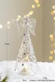 Luminous glass angel figurine with silver glitter patterns and warm LED light, 19cm height - Angel Ornament Style B (19cm)