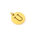 Golden titanium steel round pendant with hollow letter U cutout on a white background - Letter U (U-Pendant)