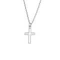 Collier avec pendentif croix ajourée en acier inoxydable poli avec chaîne à mailles fines - Couleur Acier