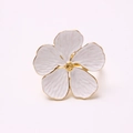 White flower napkin ring with gold edges and petal details on white background - White