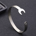 Punk-stijl roestvrijstalen moersleutel armband met een zilveren matte afwerking - Staalkleur