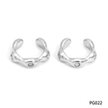 Silver 316L stainless steel ear cuff featuring irregular texture and sparkling zircons - Wave Zirconia Style (PG022) / Silver