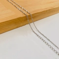 Silver stainless steel twisted rope chain necklace with adjustable extension link - 1.5mm Water Wave Chain / 40+5CM Extension Chain / Steel