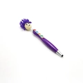 Purple multi-functional cartoon stylus pen with microfiber cleaning head and striped clip - Purple