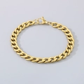 Bracciale cubano dorato lucido da uomo con chiusura a moschettone sicura - Catena Figaro 7.5mm 1:1 / 20cm / Oro