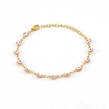 18K vergoldetes Evil Eye Armband mit rosa Herzanhängern und Karabinerverschluss für Damen - Armband / Rosa
