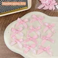 Set of 4cm pink satin bow accessories for DIY crafts and hair ornaments decoration - Wide Pink