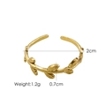 Detail of 14K gold plated adjustable leaf ring showing 1.2g weight and 0.7cm width - Gold-Branch