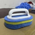 Manual cleaning sponge brush with white handle for kitchen tile and sink scrubbing - Small White