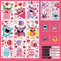 Details zu 92 Stück Cartoon-Monster Fensterbildern für Valentinstag Deko-Set - Cartoon Monster Stil (A03) / 9 Blatt/92 Stück