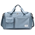 Waterproof large capacity grey-blue travel bag in durable nylon for sport and fitness - Ice Blue
