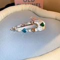 Silver star heart rhinestone hair clip with colorful crystals and matte metal finish - 4# Silver Wavy Heart-Shaped Colorful Rhinestone Hair Clip