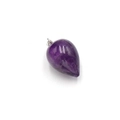 Natural teardrop-shaped purple amethyst gemstone pendant with silver metal clasp - Amethyst