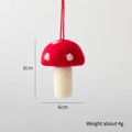 Handmade red and white wool felt mushroom Christmas ornament with hanging rope, 8cm tall - Small Mushroom
