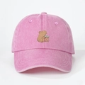 Casquette de baseball en coton rose délavé avec broderie capybara buvant du thé - Taille unique / Rose