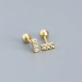 Minimalistische 925er Silber Ohrringe mit 18K Vergoldung und drei runden Zirkonia-Steinen - Gold