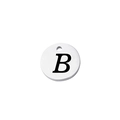 Polished silver stainless steel round pendant featuring a black uppercase letter B - Letter B