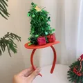 Christmas headband with festive green glitter mini tree and golden star ornaments - Christmas Tree Hat Headband
