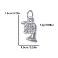 Silver french horn charm in stainless steel with 1.8cm height dimensions shown - Silver Steel - Horn