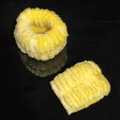 Set of two soft yellow plush wristbands and headband with fluffy coral fleece texture - Plush Wristbands 2Pcs / Yellow