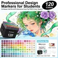 Touch Mark 120-color professional dual-tip marker set with carry bag and accessories - [5th ​​generation Soft Tip] Standard 120 Colors / Includes 6 Gift Items