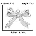 Polished silver stainless steel bow pendant with dimensions 1.8cm by 2.0cm and 2.0g weight - Minimalist Square Bow / Silver