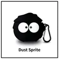 Soot Sprite black silicone case for AirPods with large eyes and metallic carabiner - Coal Briquettes + Carabiners / AirPods 1/2 Gen