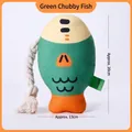 Langlebiges Hundespielzeug in Fischform, Grün und Orange, mit Seil zum Kauen - Fischförmiges Spielzeug / 20x13cm / Grün